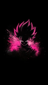 Electric pink anime warrior amid splattered neon void.