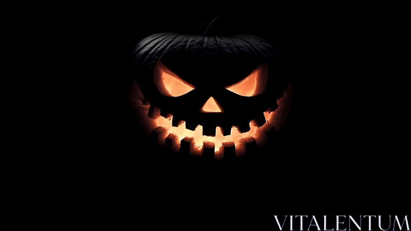 Glowing jack o’lantern smiles sharply from the Halloween dark