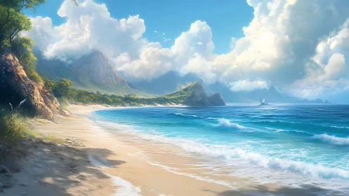 Coastal Paradise. Mountains Meet Tropical Beach.