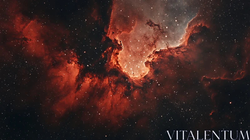 Ionized hydrogen nebula with dense stellar formation front.