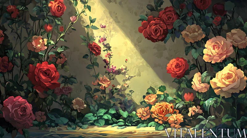 Garden of Roses in Dramatic Lighting.