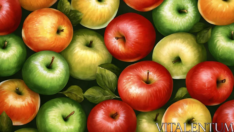 Glossy apple chorus in red, gold, and green harmony.