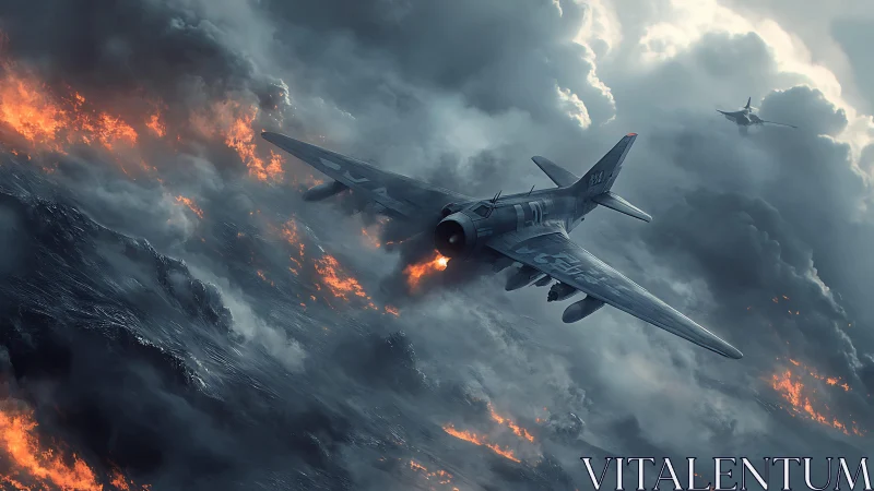 Tempestuous Dogfight Unfolds Amid Volcanic Inferno