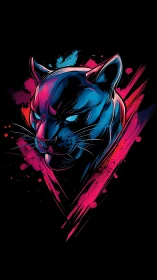 Blue and magenta tiger head with explosive ink splatter effect
