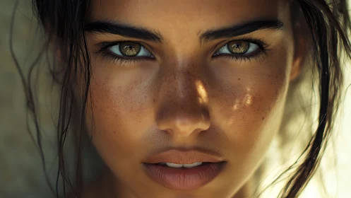 Sunlit freckled gaze burning through golden afternoon hush.