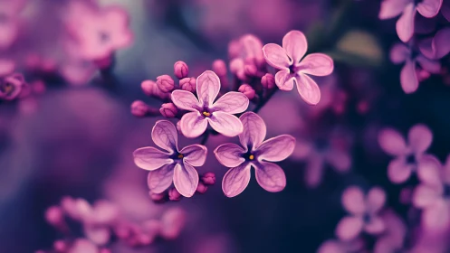 Pink Lilac Flowers in Selective Focus Botanical Study