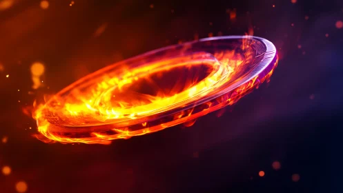Fiery Spinning Disc in Motion, Digital Art with Intense Colors.