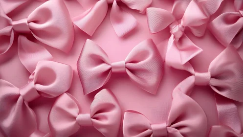Pink Ribbon Bows Pattern - Layered 3D Textile Composition