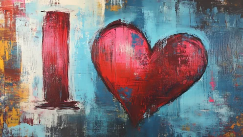 Abstract Composition with Red Heart and Numerical Form.