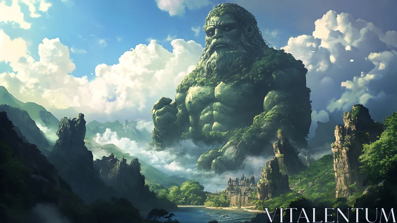 Mountain behemoth dreaming above a mist-wrapped valley kingdom.