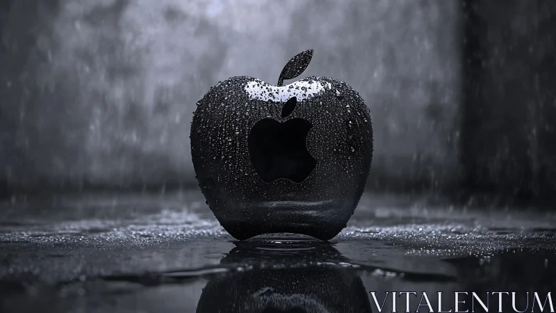 Midnight chrome apple drinks the storm in perfect silence