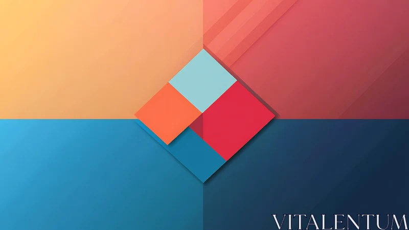 Geometric color blocks with overlapping diamond composition.