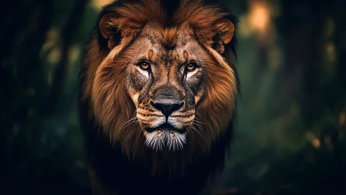 Midnight jungle monarch strides forward through painted shadow