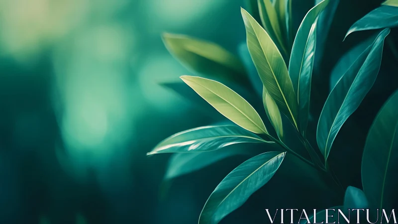 Emerald foliage study with selective focus and soft bokeh highlights.