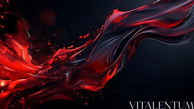 Dynamic red and black abstract wave in digital art style.