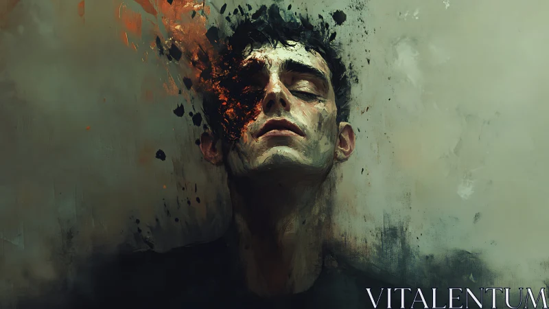 Explosive abstract portrait renders fractured male psyche in oil