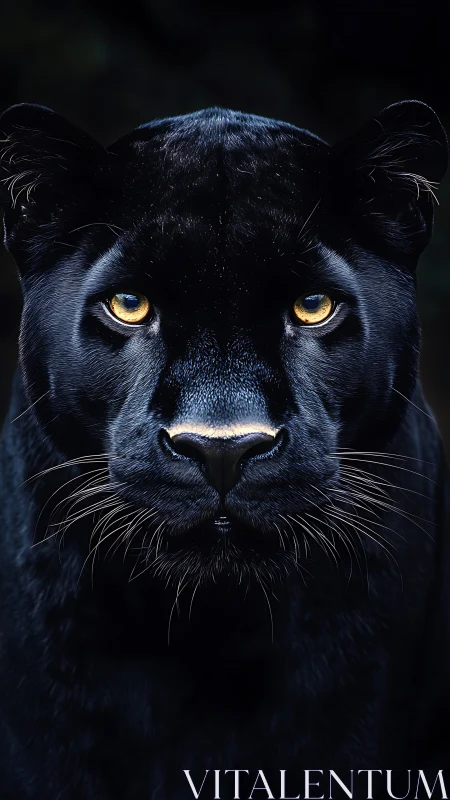 Black Panther Portrait with Golden Eyes.