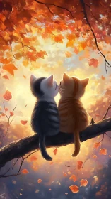 Two Cats Share a Quiet Moment Under Autumn's Golden Light