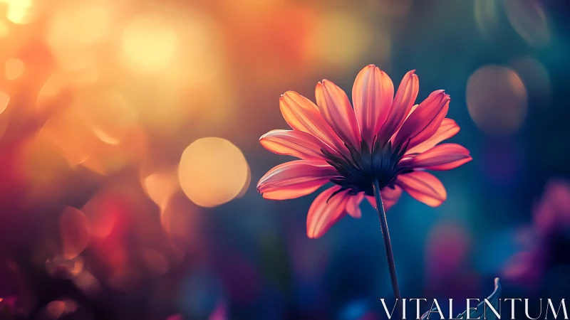 Vibrant Pink Gerbera Daisy Glowing in Sunset Light.