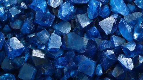 Deep blue crystal stones in dense geometric cluster.