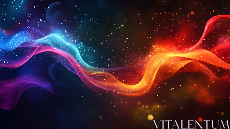 Chromatic light waves stream across a deep cosmic field