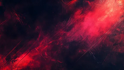 Vibrant red and black abstract digital painting with textured brush strokes.