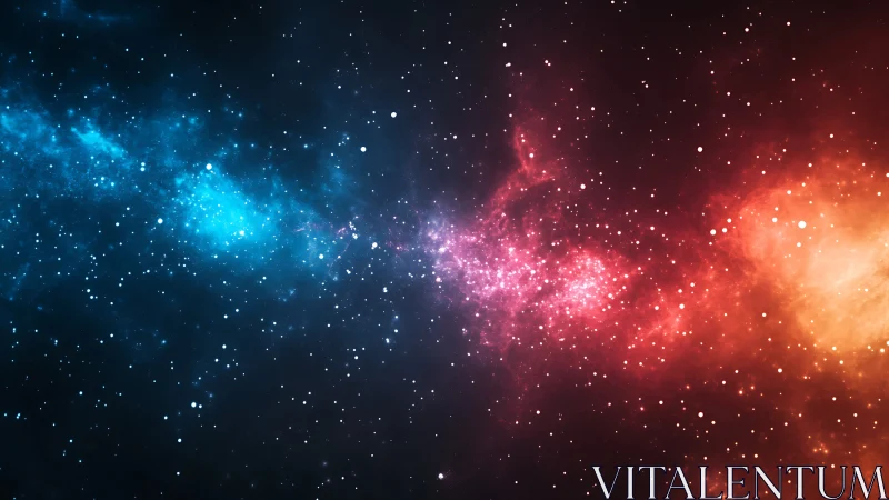 Cosmic river braids blue and ember light across void