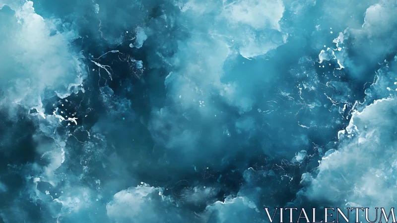 Storm-tossed clouds dissolve into a swirling teal cosmos