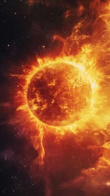 Solar inferno pirouettes through velvet space in blazing arcs