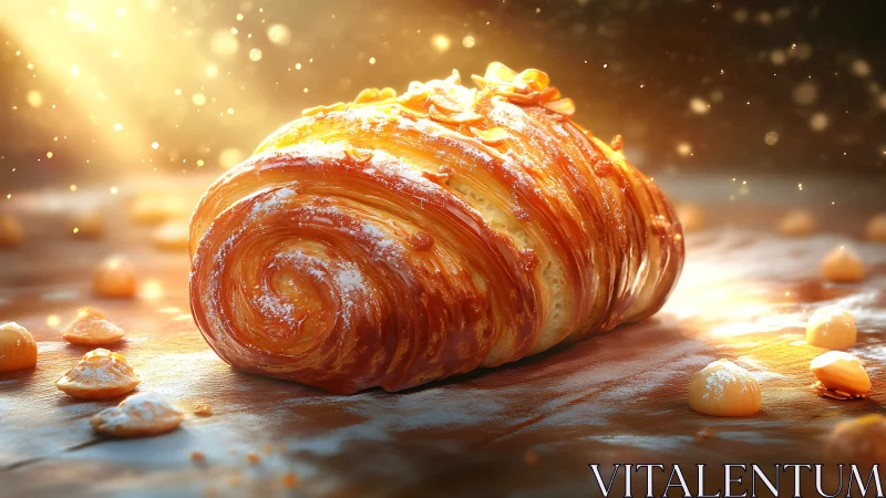 Golden Croissant Dream Caught in Luminous Enchantment