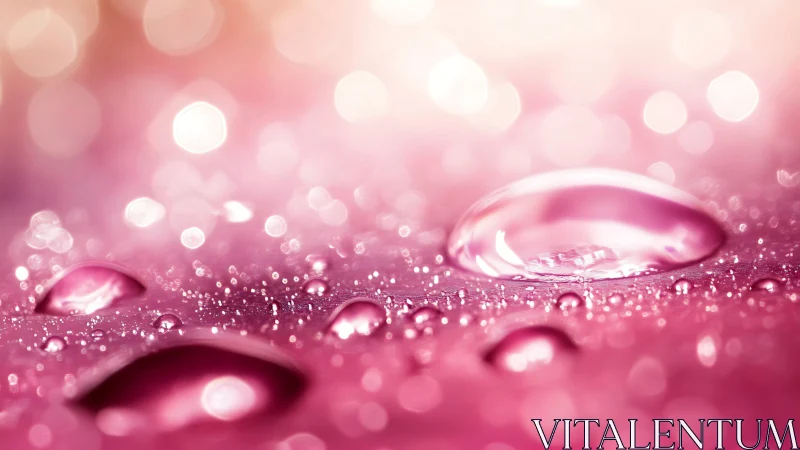 Blushing dew orbs drifting across a sparkling pink dawn.