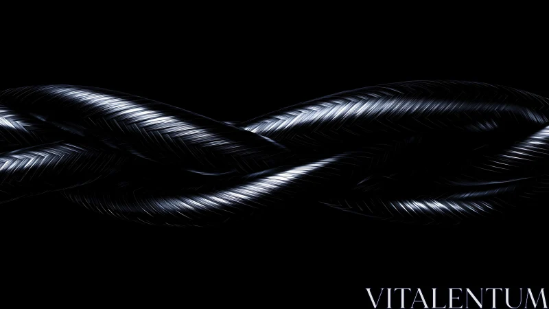 Intertwined metallic strands on black background in profile.