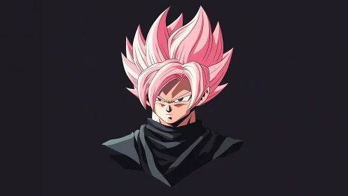Anime bust portrait with stylized pink spiked hair silhouette.