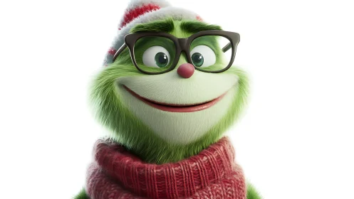 3D holiday creature portrait with knit sweater detailing.