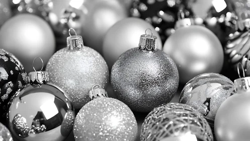 Monochrome bauble orchestra humming soft winter carols.