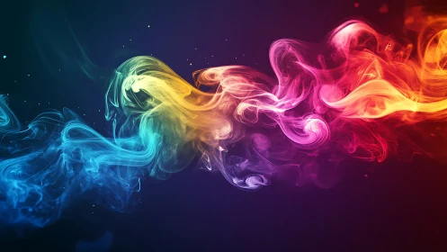 Chromatic smoke river swirling through electric twilight.