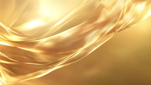Flowing golden silk fabric in abstract, elegant modern style.
