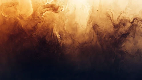 Golden umber fluid clouds in atmospheric diffusion study.