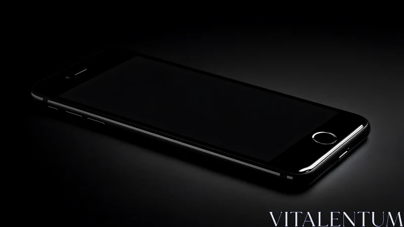 Black smartphone positioned at angle on neutral surface