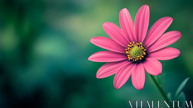 Fuchsia Daisy Blooming Against Emerald Garden Backdrop.