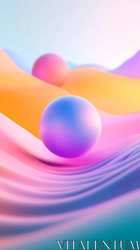Soft pastel spheres drifting over dreamy color waves.