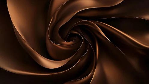 Metallic brown abstract swirl forms smooth folded vortex