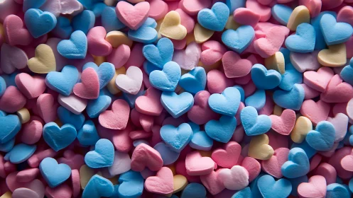 Aggregated Felt Heart Forms in Multiple Colorways.