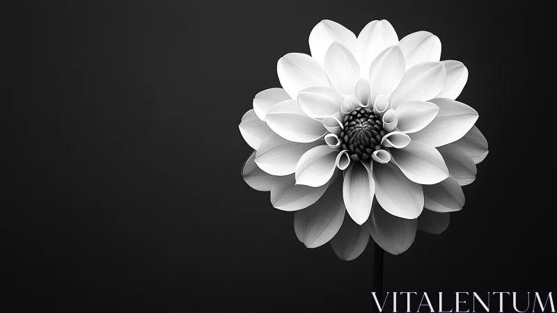 White Dahlia Bloom Against Dark Background Study