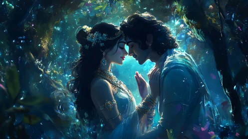 Luminescent Encounter in Ethereal Cavern.