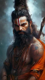 Warrior sage portrait radiates power, devotion, and resolve.