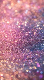 Macro bokeh glitter field in warm pink and violet gradient.