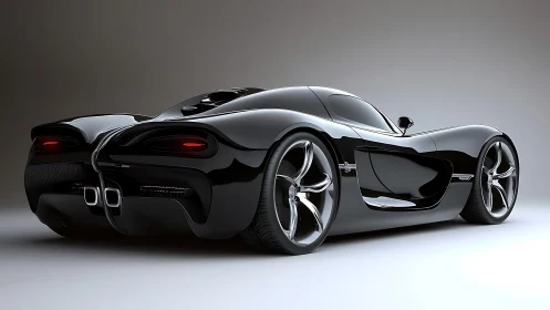 Sleek black hypercar rendered in studio-grade 3D lighting