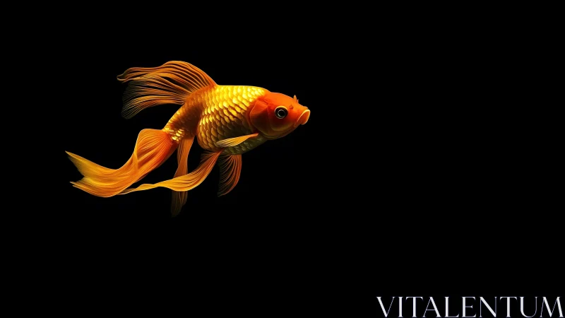 Elegant goldfish in vivid colors on a dramatic black background. Elegant goldfish in vivid colors on a dramatic black background.