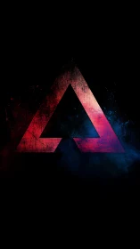 Geometric triangular symbol rendered with textured red gradient